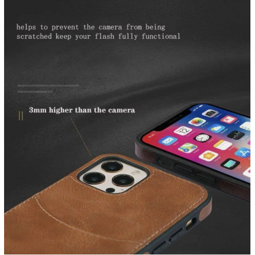 Чехол MobiM для Apple iPhone 14 Pro Max из искусственной кожи, коричневый