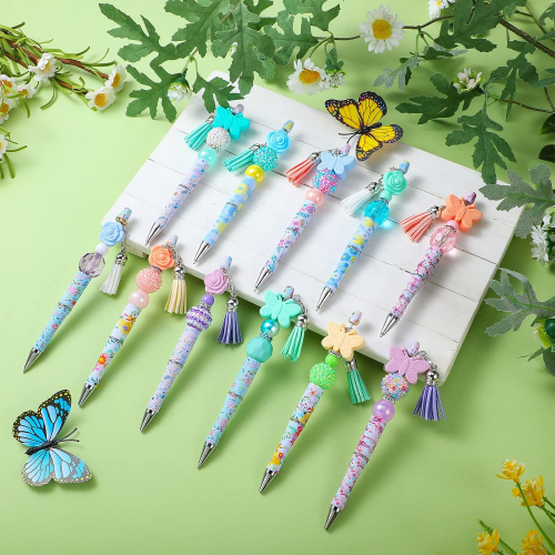 Шариковые ручки Teling с бусинами, пластиковые, черные, с различными разделительными