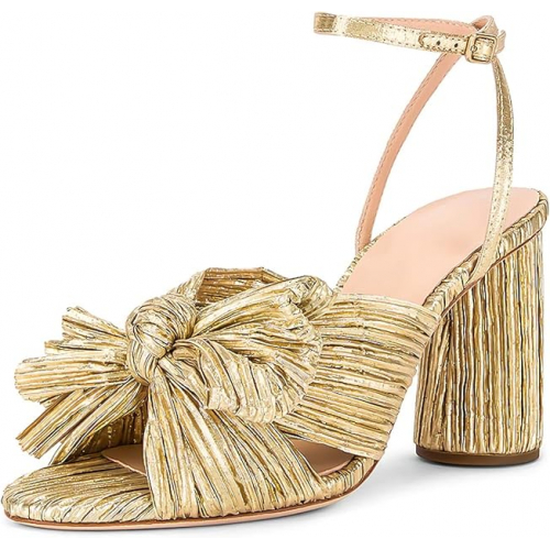 Женские босоножки на каблуке с бантом