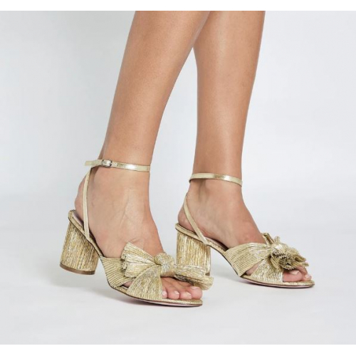 Женские босоножки на каблуке с бантом