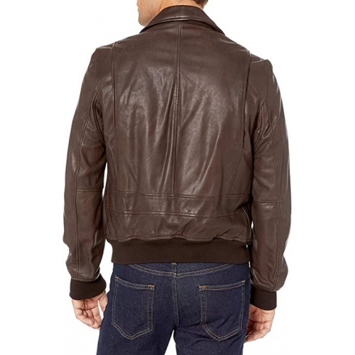 Мужская классическая куртка-бомбер авиатор Tommy Hilfiger из гладкой кожи ягненка